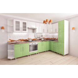 Кухня угловая Bafimob с витриной 3.4x1.7м МДФ глянец Thumb