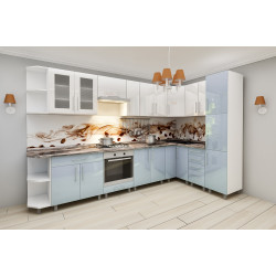 Кухня угловая Bafimob с витриной 3.4x1.7м МДФ глянец Thumb