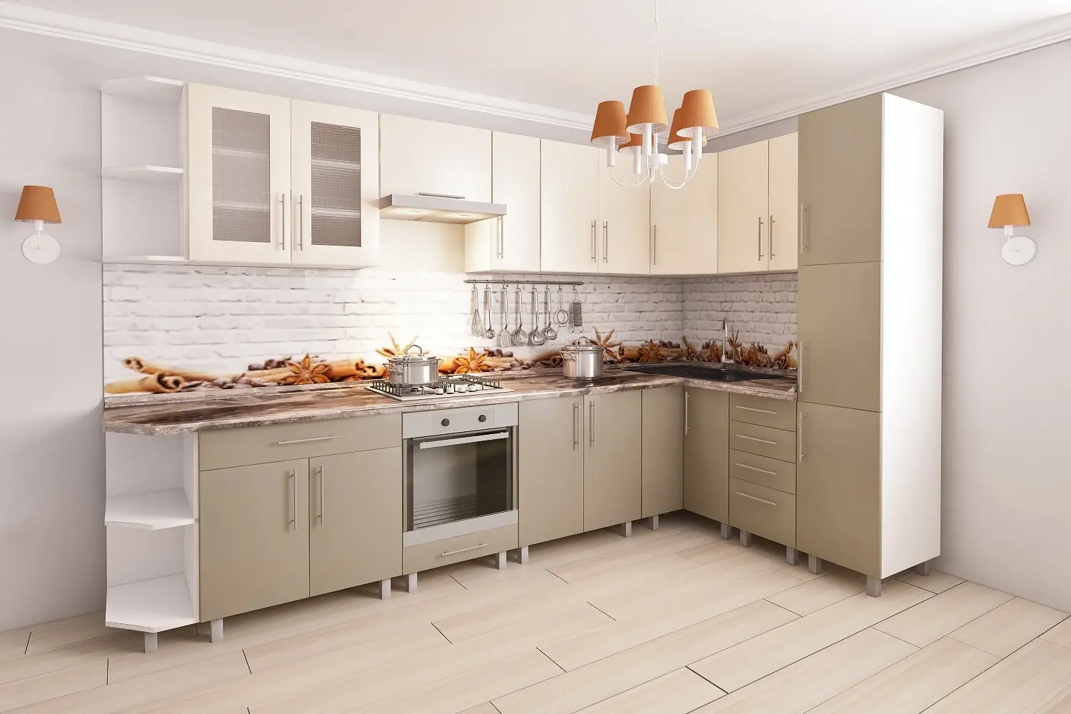 Кухня угловая Bafimob с витриной 3.4x1.7м МДФ глянец - 10