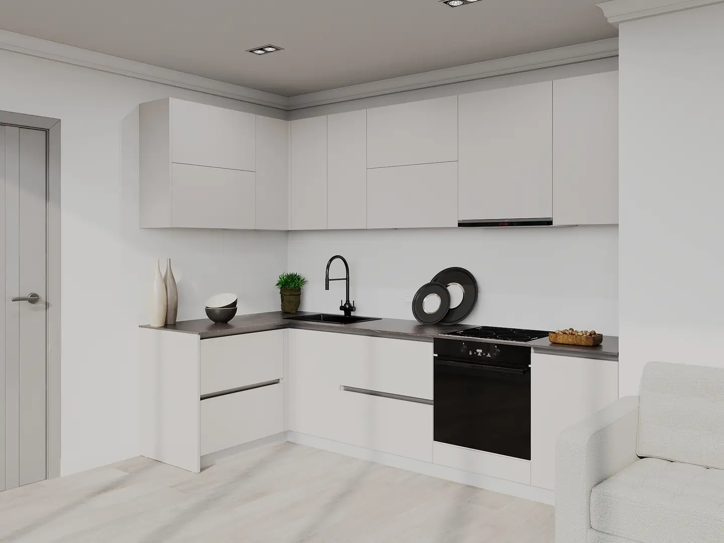 Кухня модульная угловая Bayro Monty 4 2.8x1.4m (Cashmere)