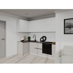 Кухня модульная угловая Bayro Monty 7 2.4x1.2m (White Mate/Trend Grey)