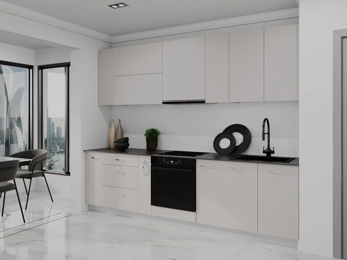 Bucatarie modulara Bayro Spring 17 2.8m (Cashmere)