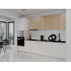 Bucatarie modulara Bayro Spring 19 3m (Rockford Hickory/Light Cream)