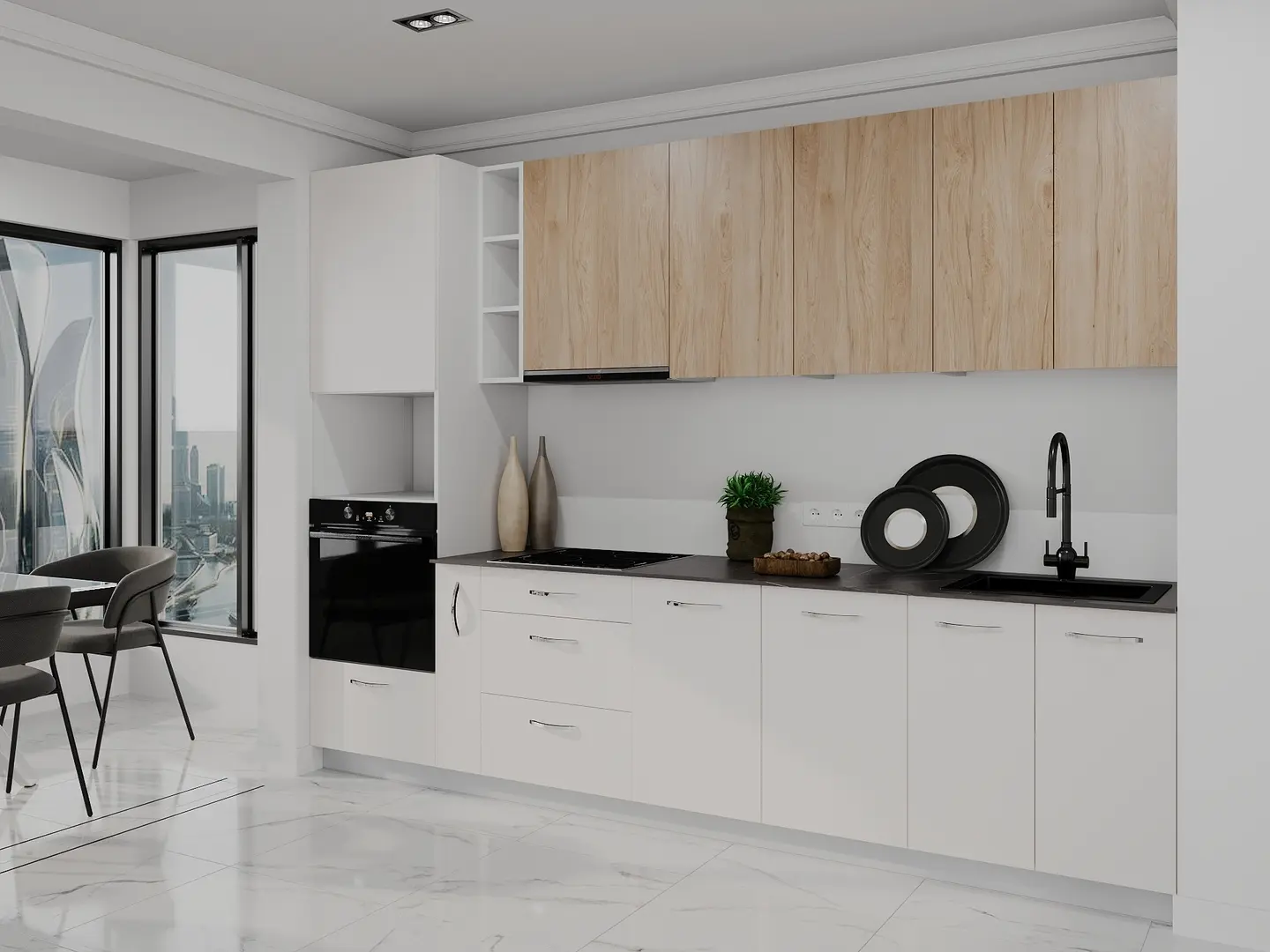 Модульная кухня Bayro Spring 19 3m (Rockford Hickory/Light Cream)