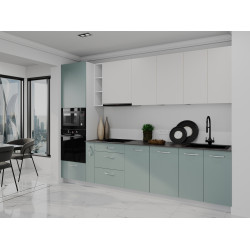 Bucatarie modulara Bayro Spring 20 3m (Light Cream/Relax Green)