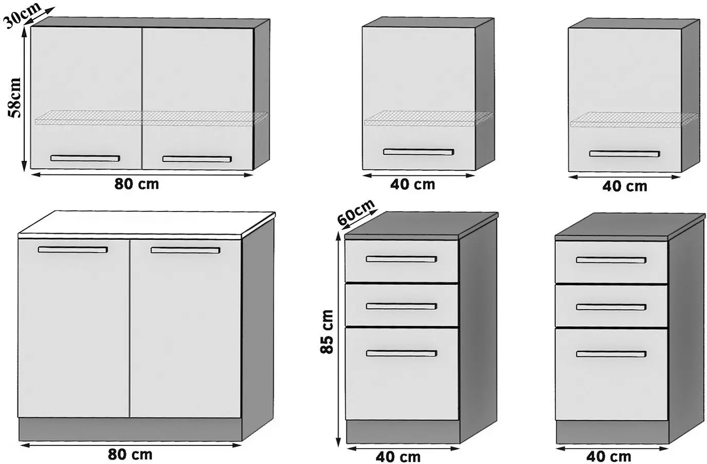 Bucatarie Belini Kompakto2 INF KOMPAKTO2/2/WT/S/0/B1 1.6m (Gray High Gloss)