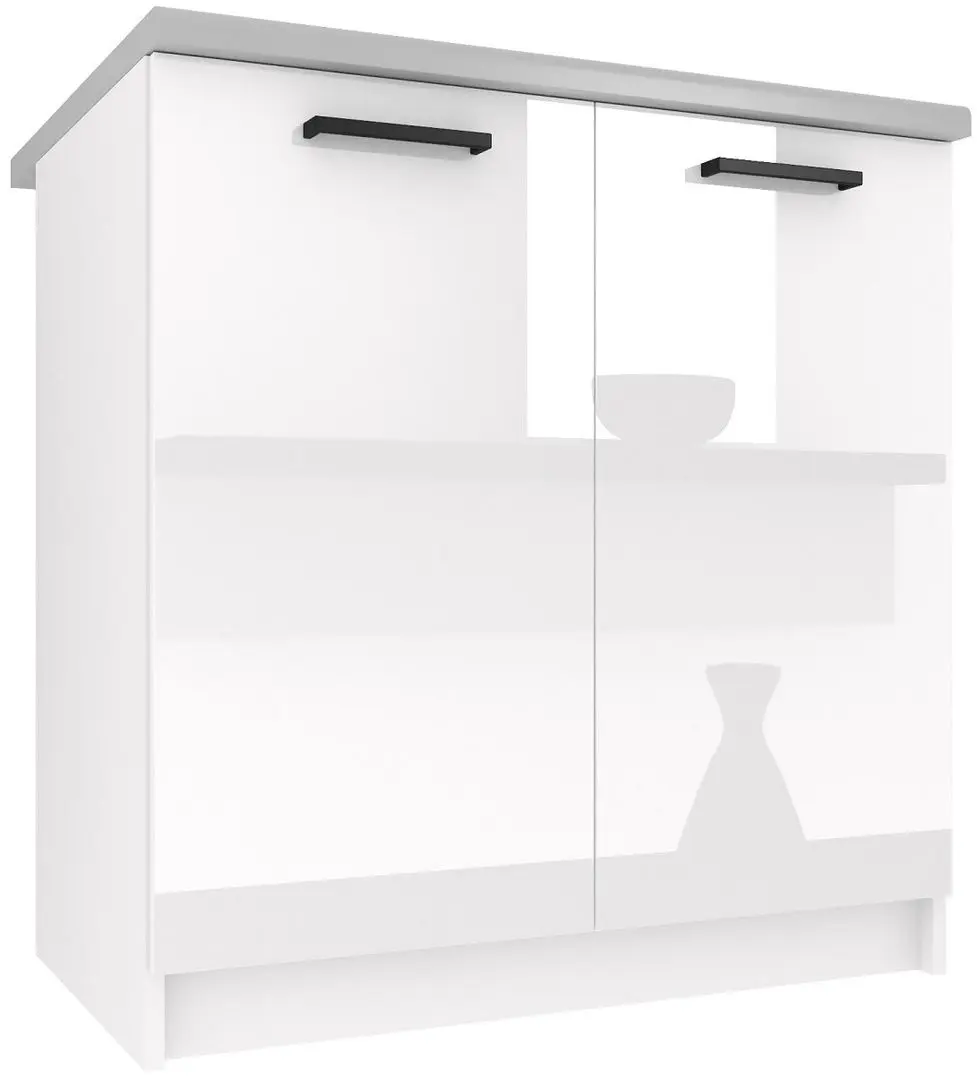 Bucatarie Belini Kompakto2 INF KOMPAKTO2/2/WT/W/0/B1 1.6m (White High Gloss)