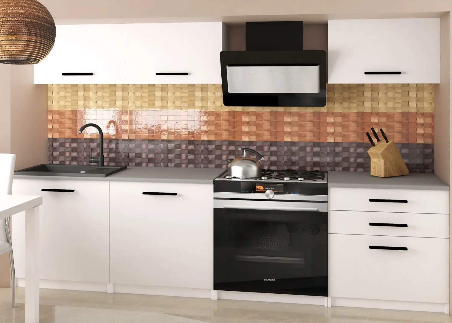 Bucatarie Belini Laurentino2 TOR LAURENTINO2/3/WT/WT/0/B1 1.8m (White Matt)