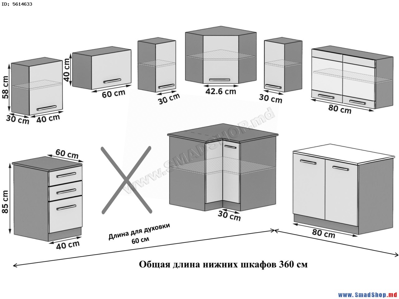 Размер кухонной тумбы