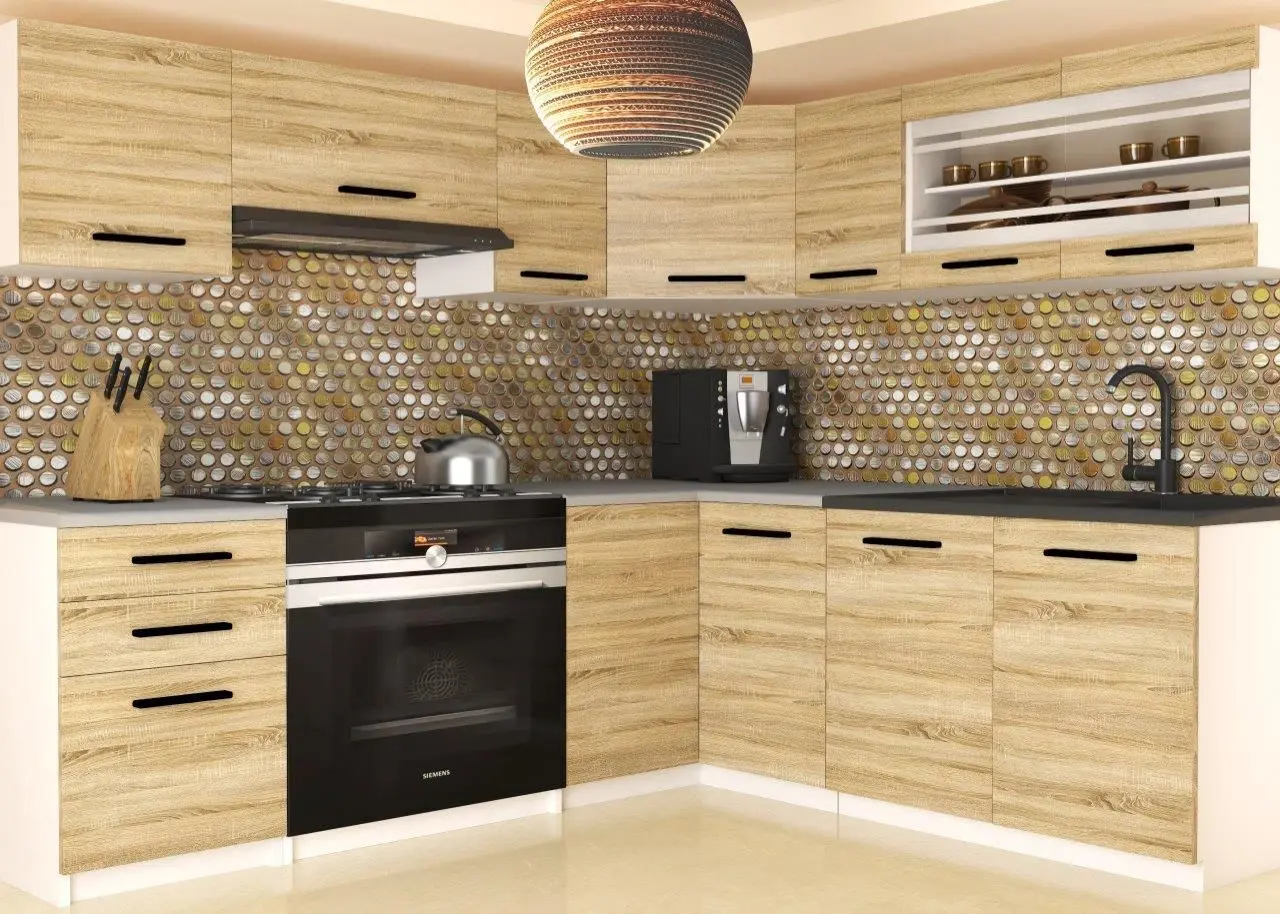 Bucatarie Belini Lidia2 TOR LIDIA2/4/WT/DS/0/B1 3.6m (Sonoma Oak)