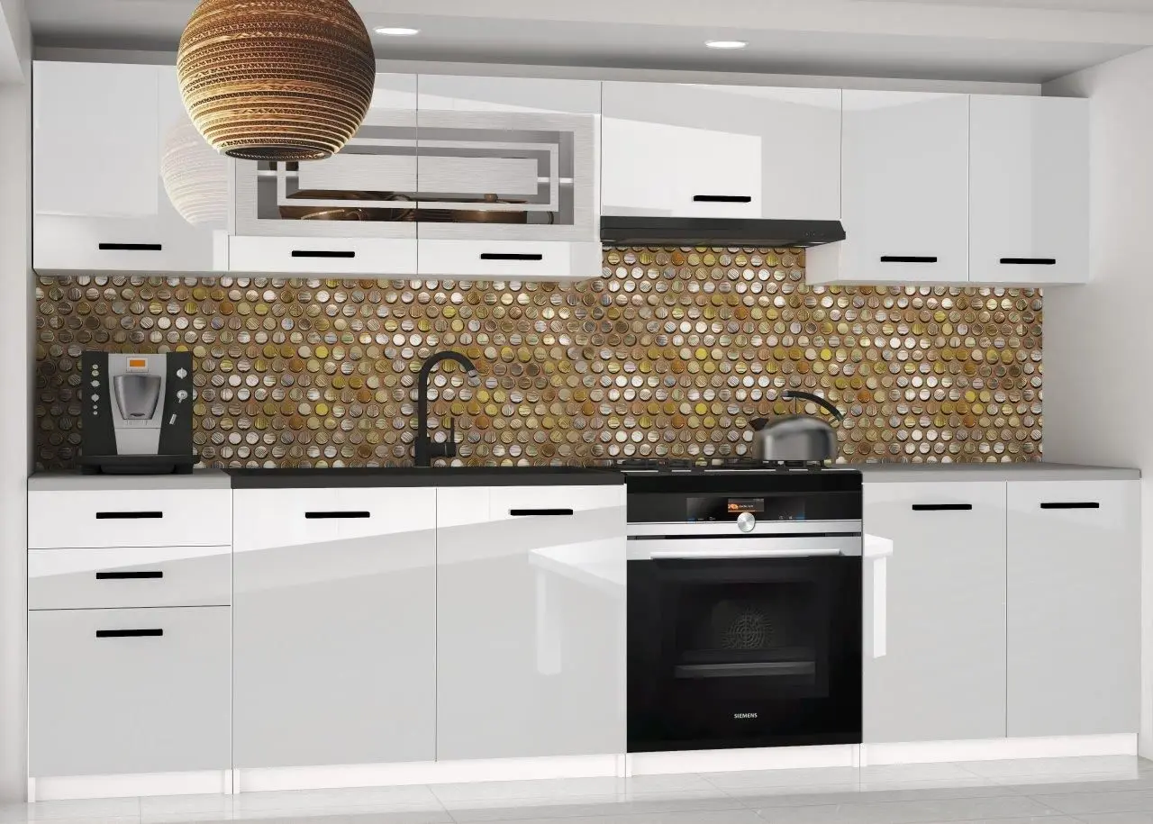 Bucatarie Belini Marika2 INF MARIKA2/5/WT/W/0/B1 2.4m (White High Gloss)