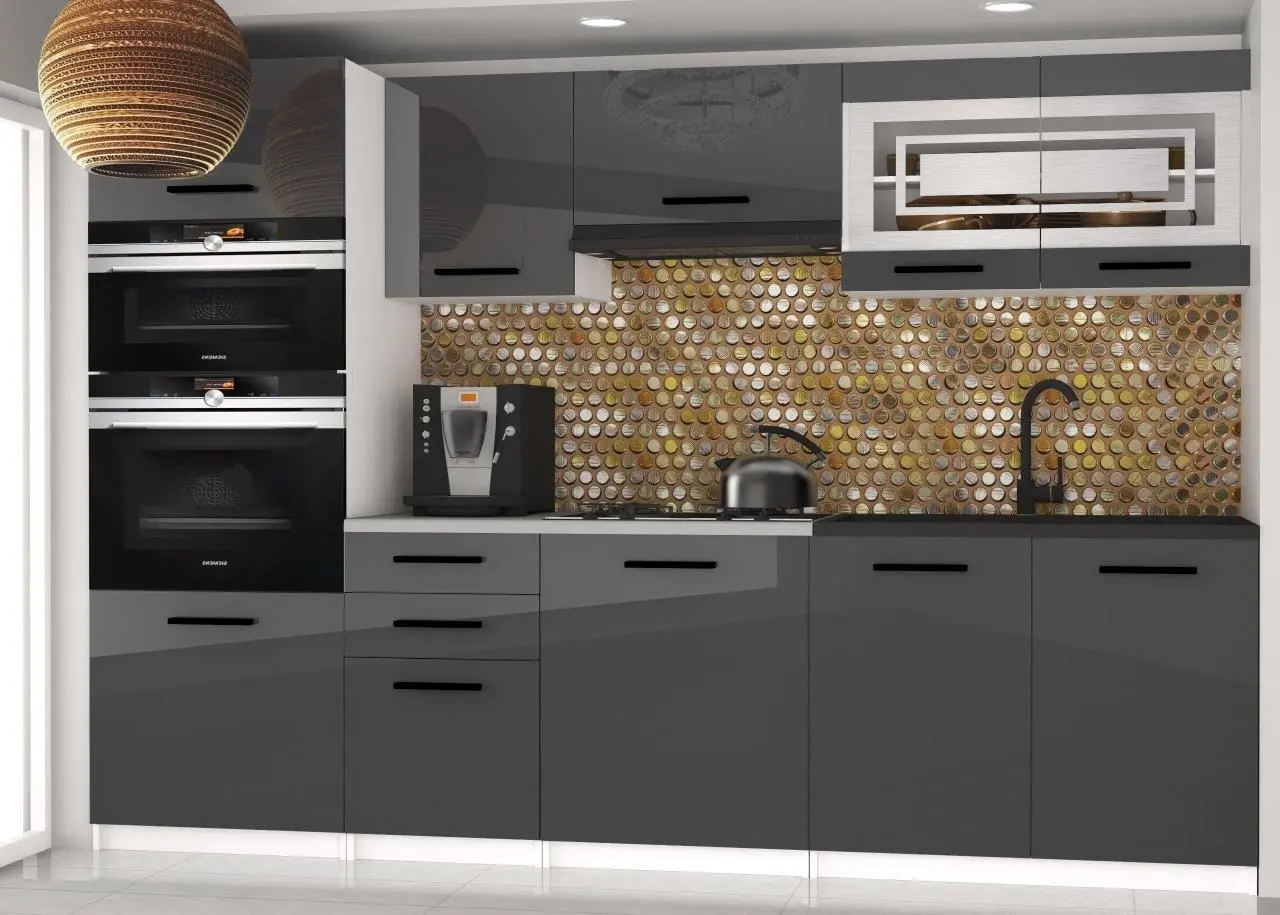 Bucatarie Belini Paula2 INF PAULA2/4/WT/S/0/B1 2.4m (Gray High Gloss)