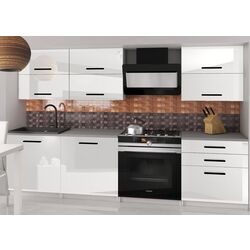 Bucatarie Belini Primera2 INF PRIMERA2/3/WT/W/0/B1 1.8m (White High Gloss)