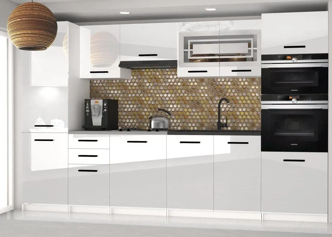 Bucatarie Belini Syntka2 INF SYNTKA2/5/WT/W/0/B1 3.0m (White High Gloss)