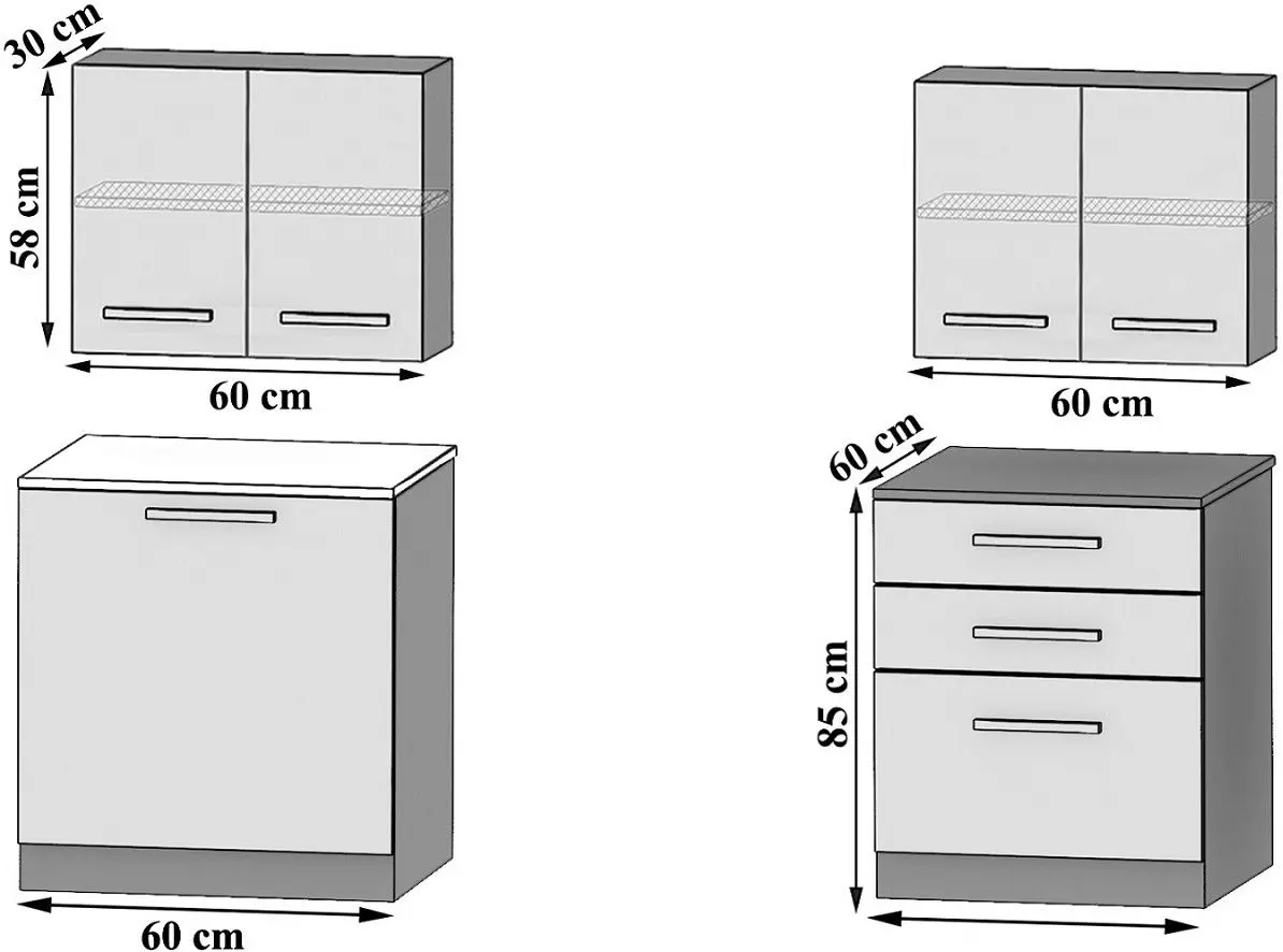 Кухня Belini Tiesto2 INF TIESTO2/3/WT/S/0/B1 1.2m (Gray High Gloss)