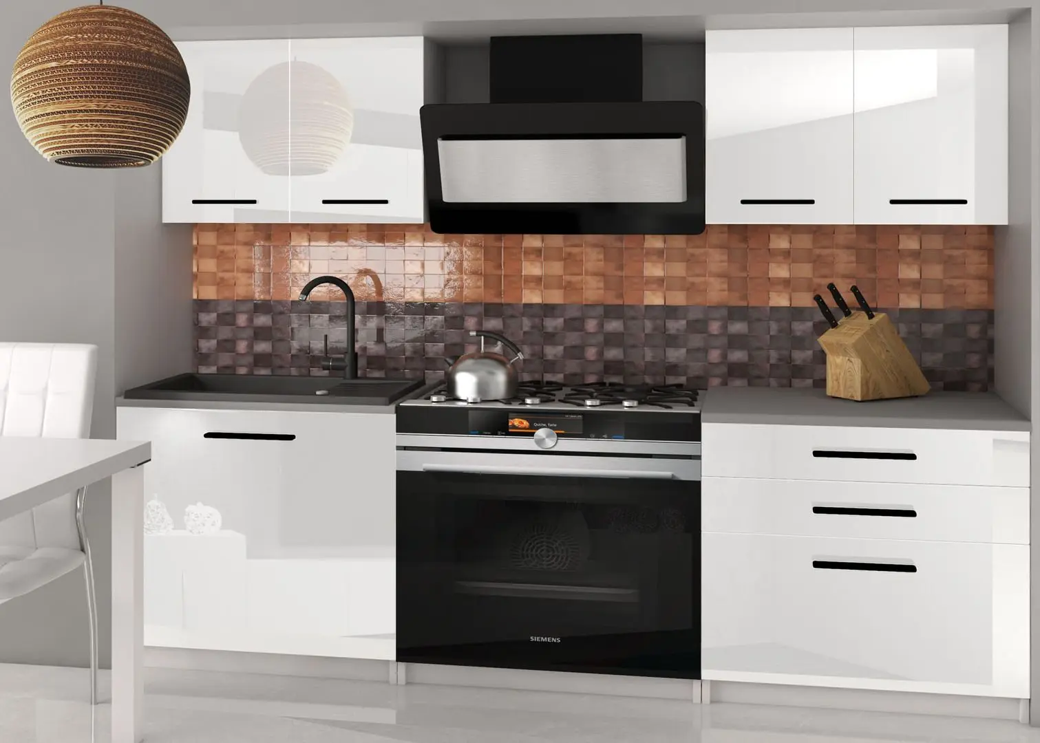 Кухня Belini Tiesto2 INF TIESTO2/3/WT/W/0/B1 1.2m (White High Gloss)