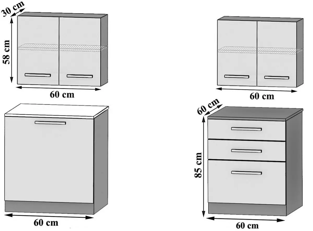 Кухня Belini Tiesto2 TOR TIESTO2/2/WT/WT/0/B1 1.2m (White Matt)