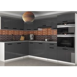 Bucatarie Belini Uniqagrande INF UNIQAGRANDE/5/WT/S/0/B1 4.2m (Gray High Gloss)