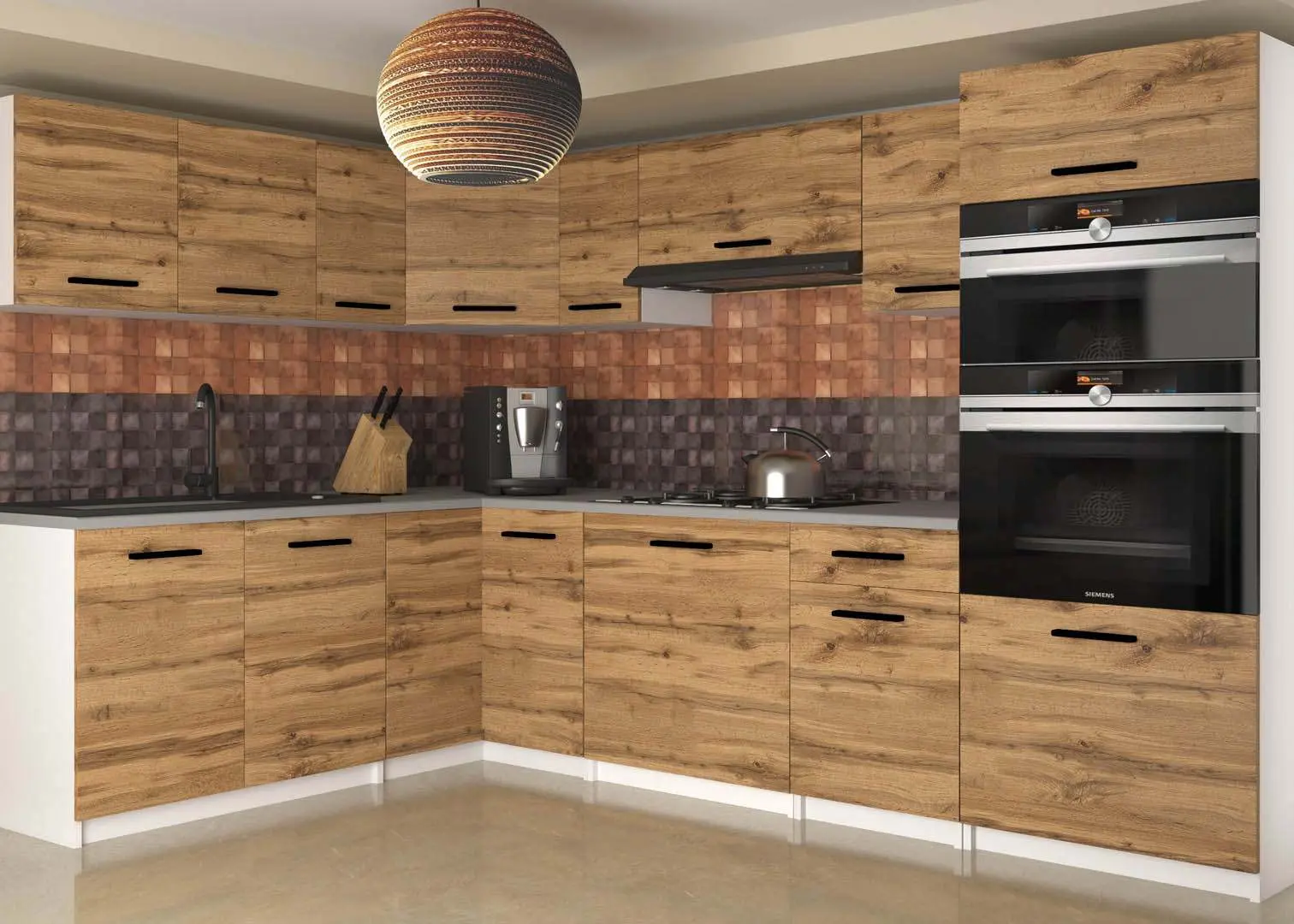 Кухня Belini UniqaGrande TOR UNIQAGRANDE/5/WT/DW/0/B1 4.2m (Wotan Oak)