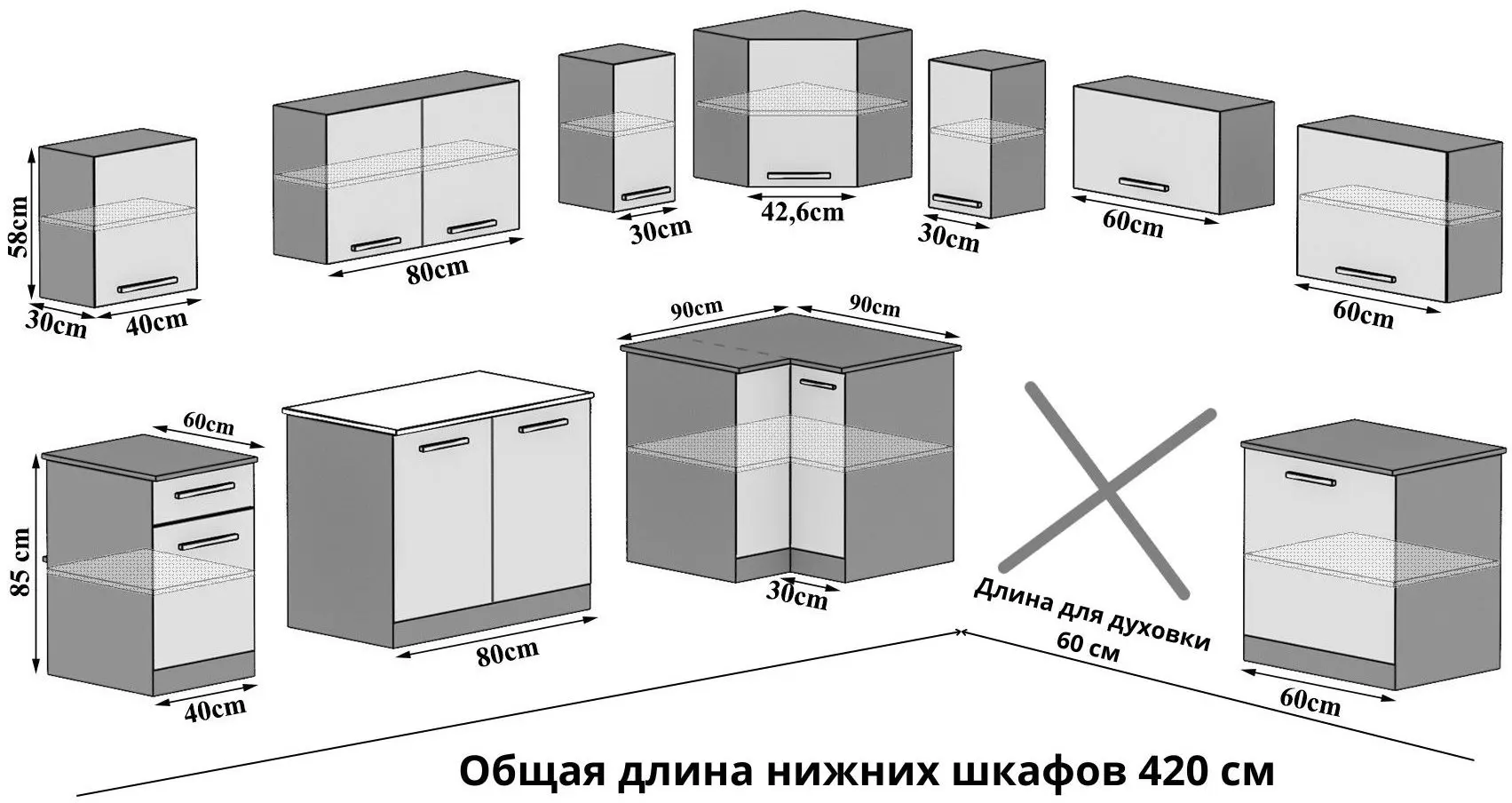 Bucatarie Belini Uniqaplus INF UNIQAPLUS/5/WT/S/0/B1 4.2m (Gray High Gloss)