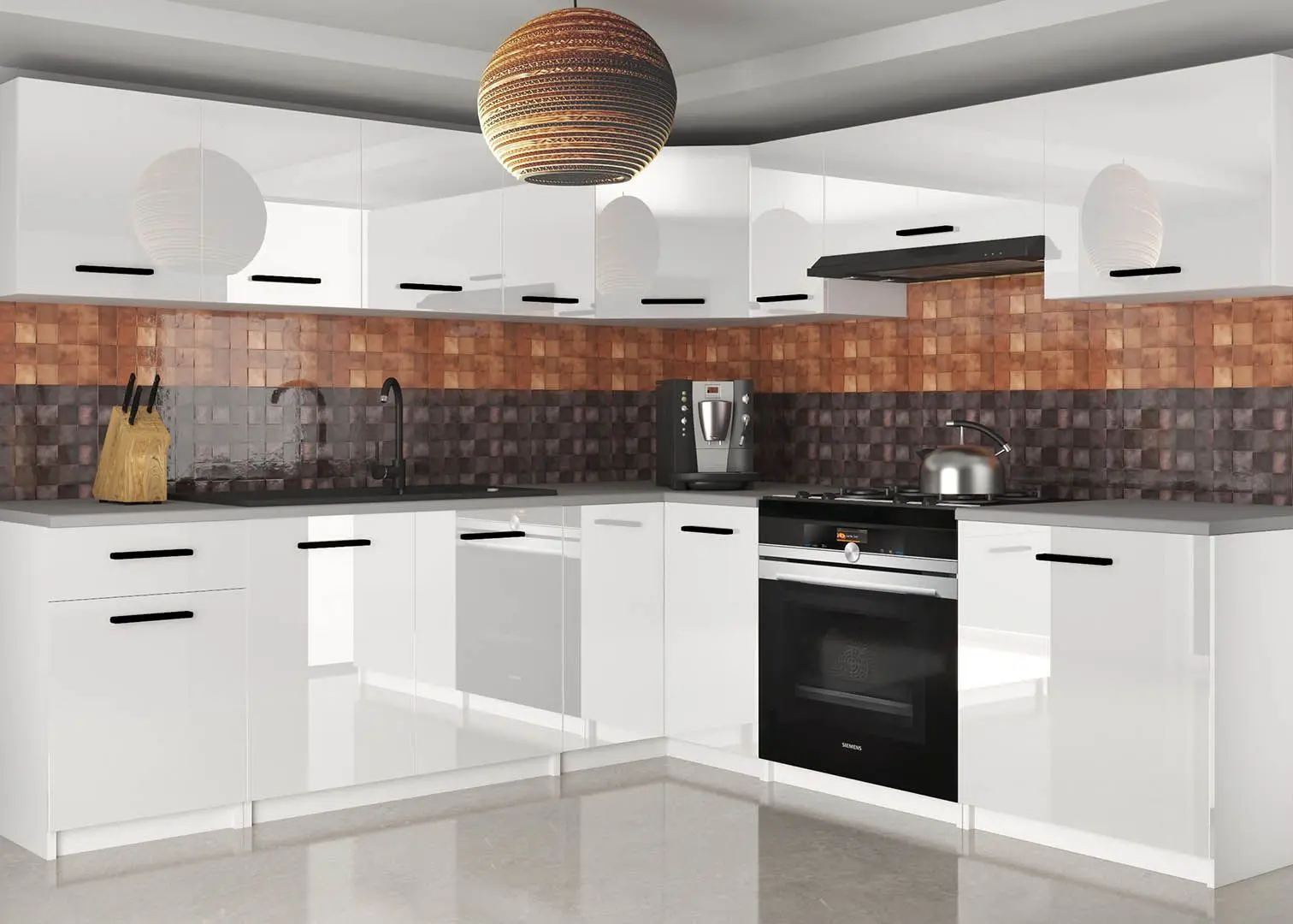 Кухня Belini Uniqaplus INF UNIQAPLUS/4/WT/W/0/B1 4.2m (White High Gloss)