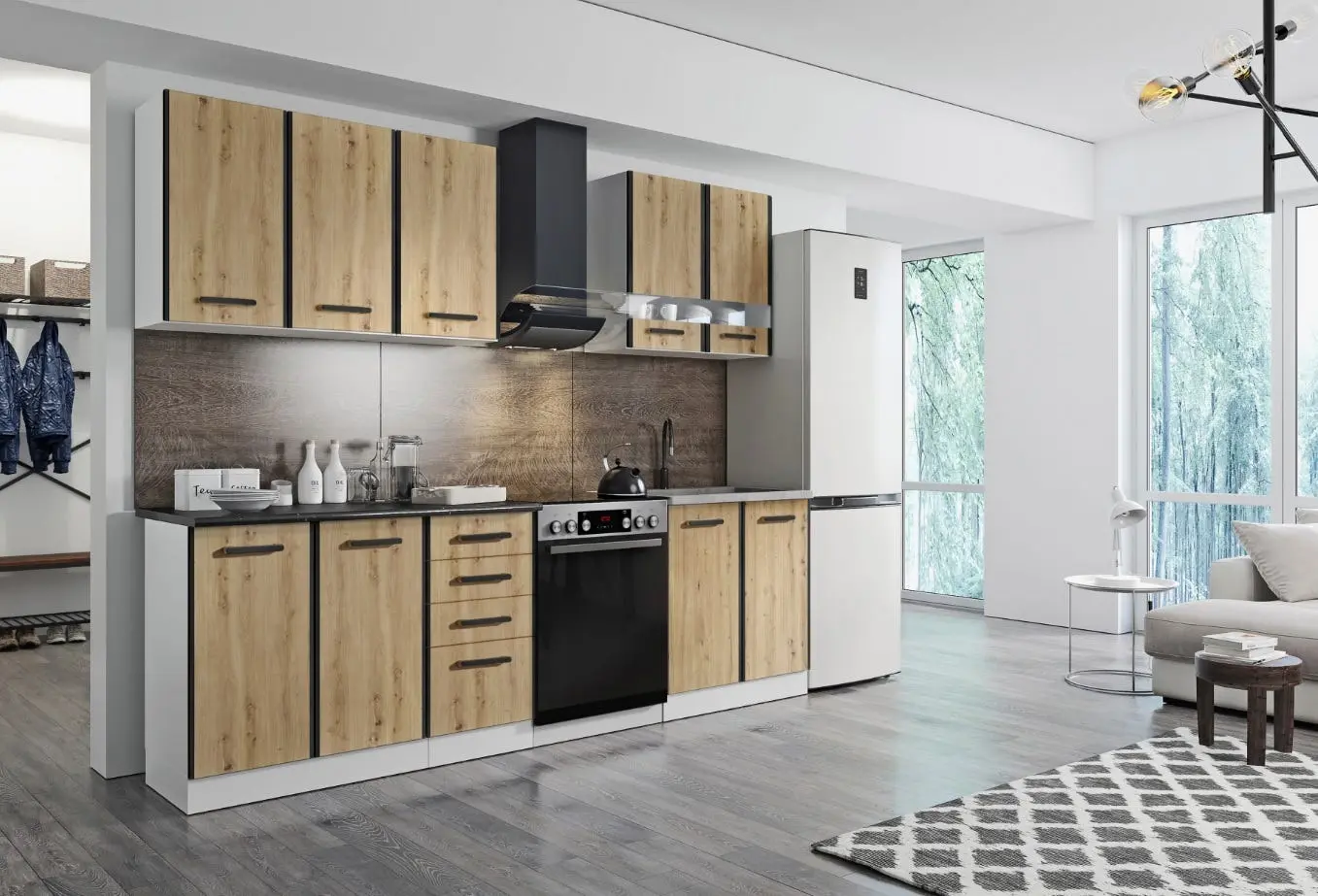 Mobilier bucătărie BR-Pot Niki X 2.0m (Brown)