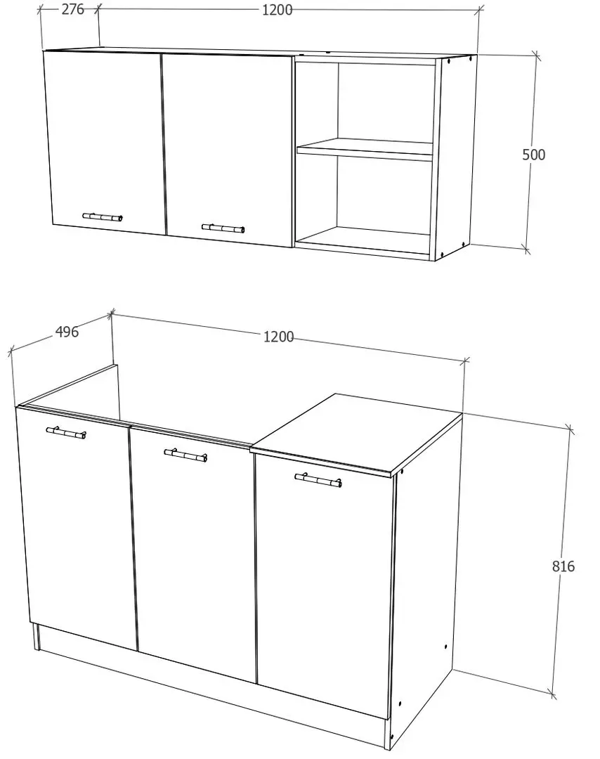 Bucatarie Haaus Ara 1.2m (White/Wotan Oak)
