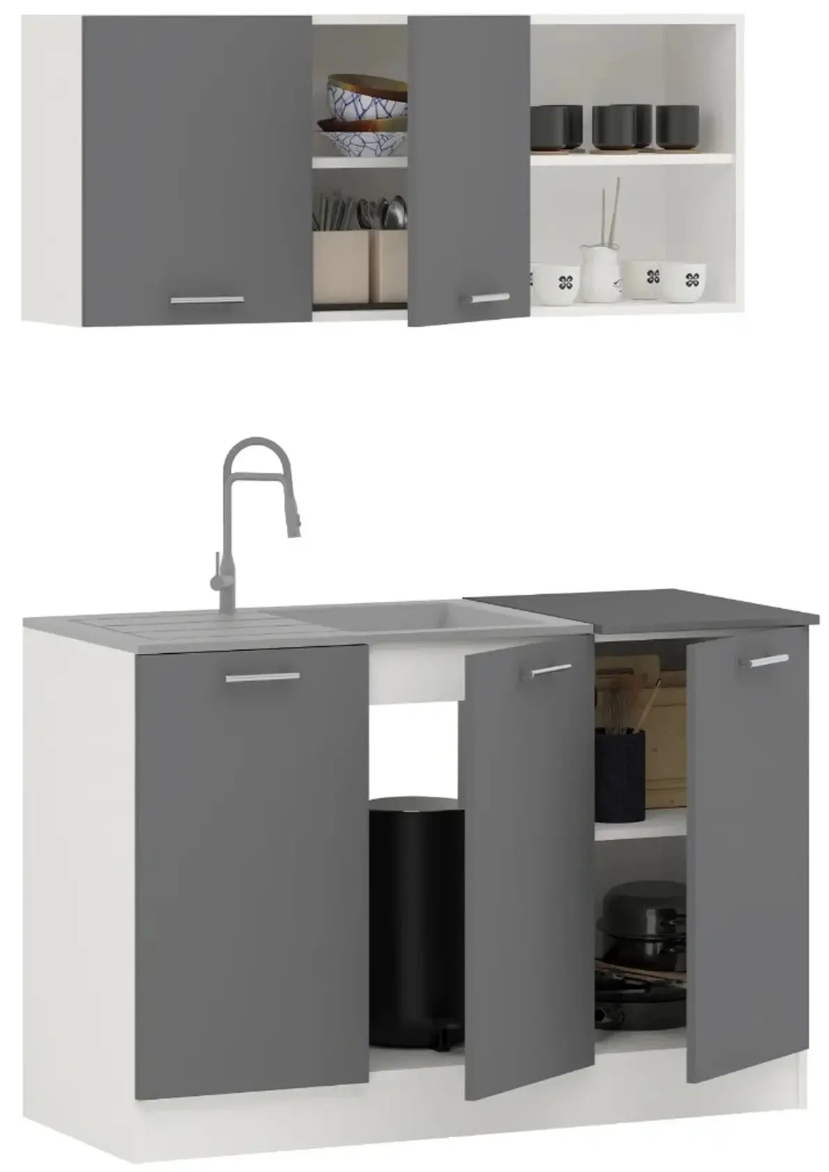 Bucatarie Haaus Ara 1.2m (Anthracite/White) - 3