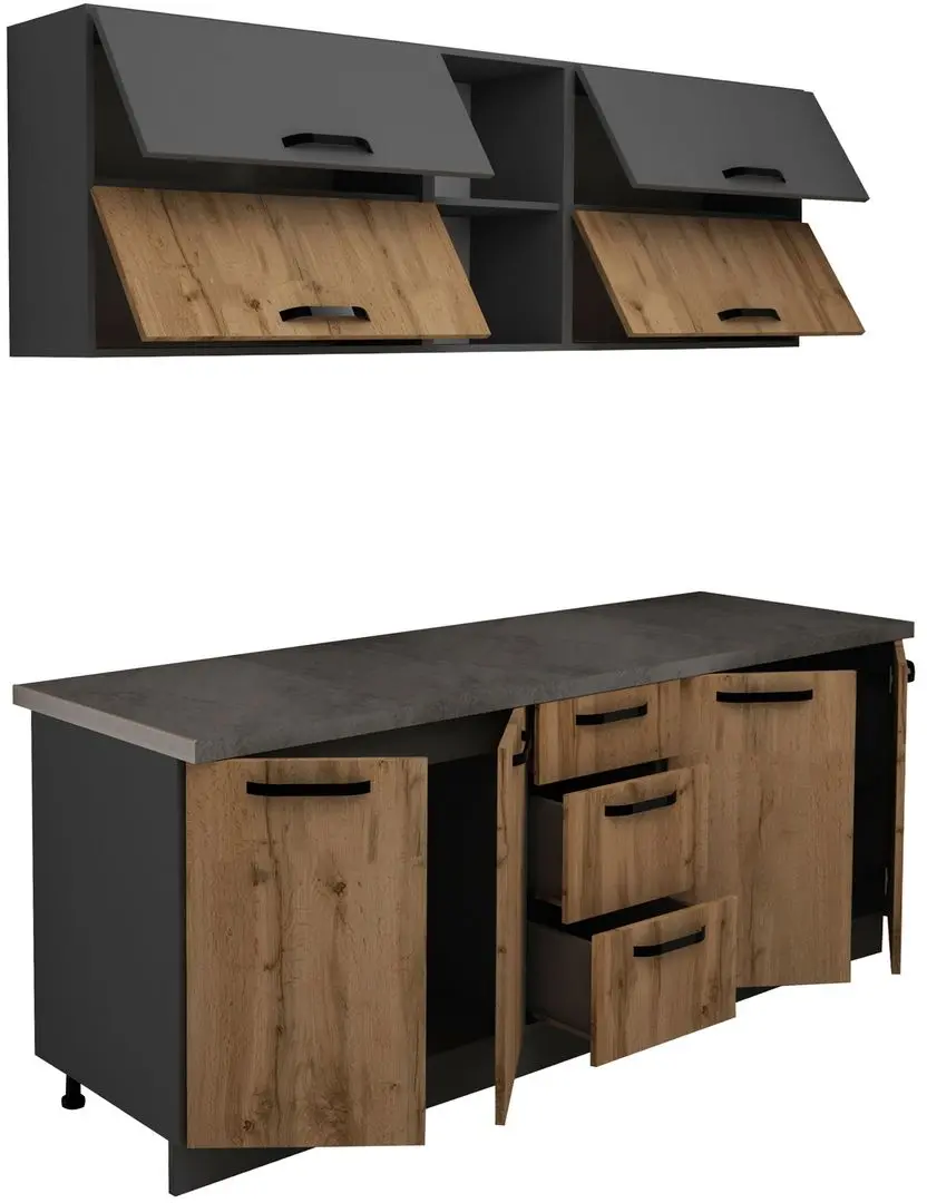 Bucatarie Haaus Arizona 2.0m (Wotan Oak/Anthracite)