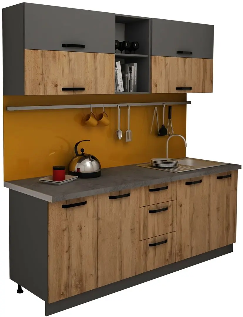 Bucatarie Haaus Arizona 2.0m (Wotan Oak/Anthracite)