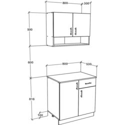 Bucatarie Haaus Berna 0.8m (White/Antracite) Thumb