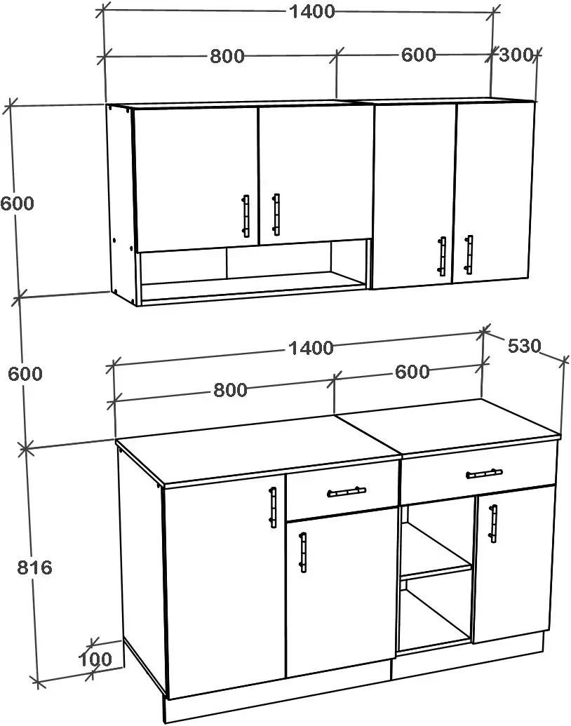 Bucatarie Haaus Berna 1.4m (White/Antracite)