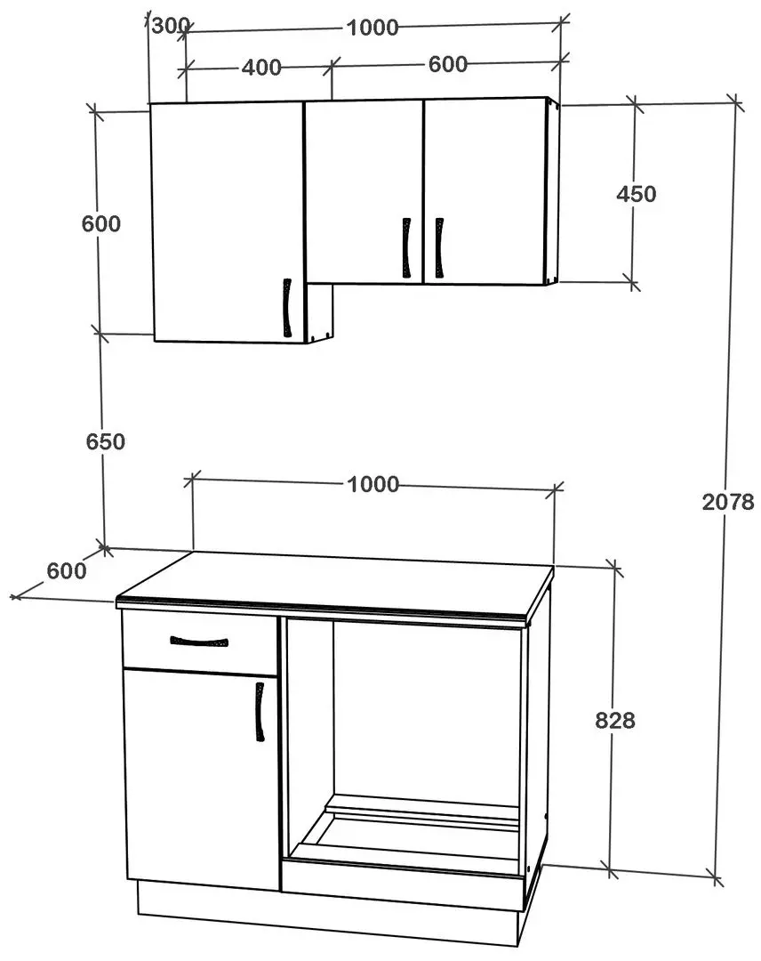 Bucatarie Haaus Karo V1 1m (Anthracite/White)