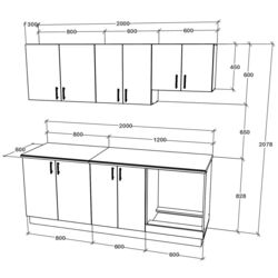 Bucatarie Haaus Karo V10 2m (Dark Sonoma Oak/White) Thumb