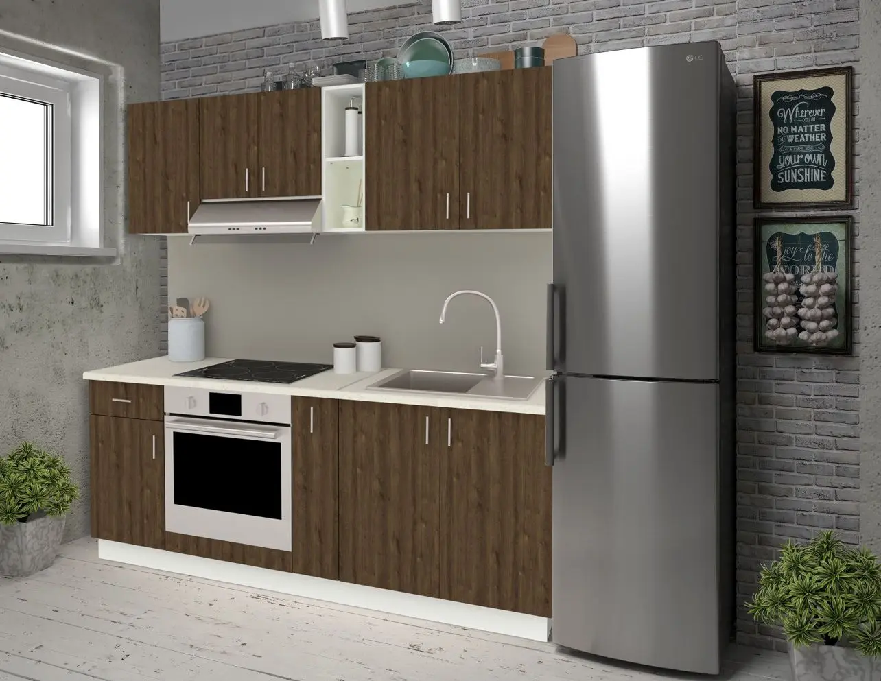 Кухня Haaus Karo V11 2м (Bronze Oak/White)