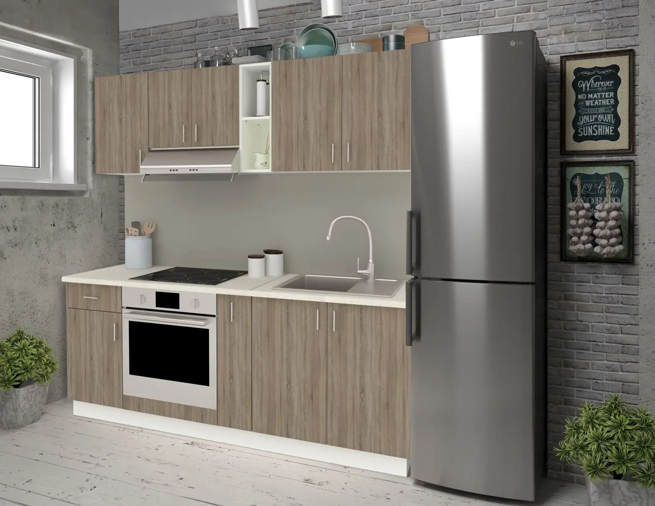 Bucatarie Haaus Karo V11 2m (Dark Sonoma Oak/White)