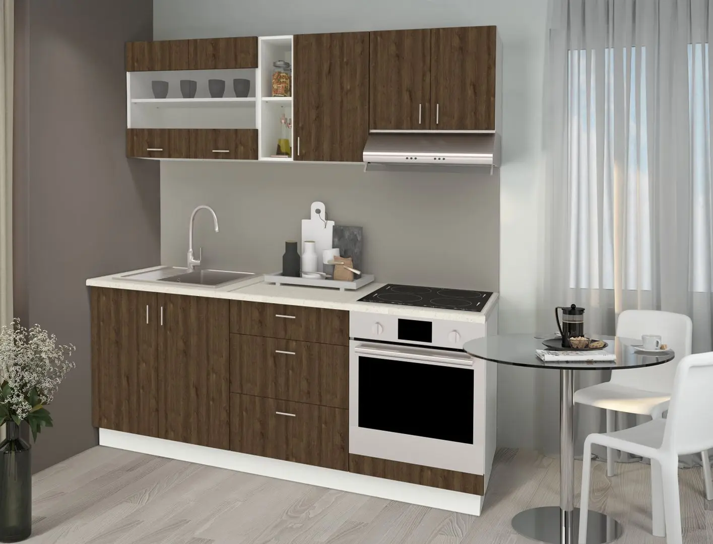 Bucatarie Haaus Karo V12 2m (Bronze Oak/White)