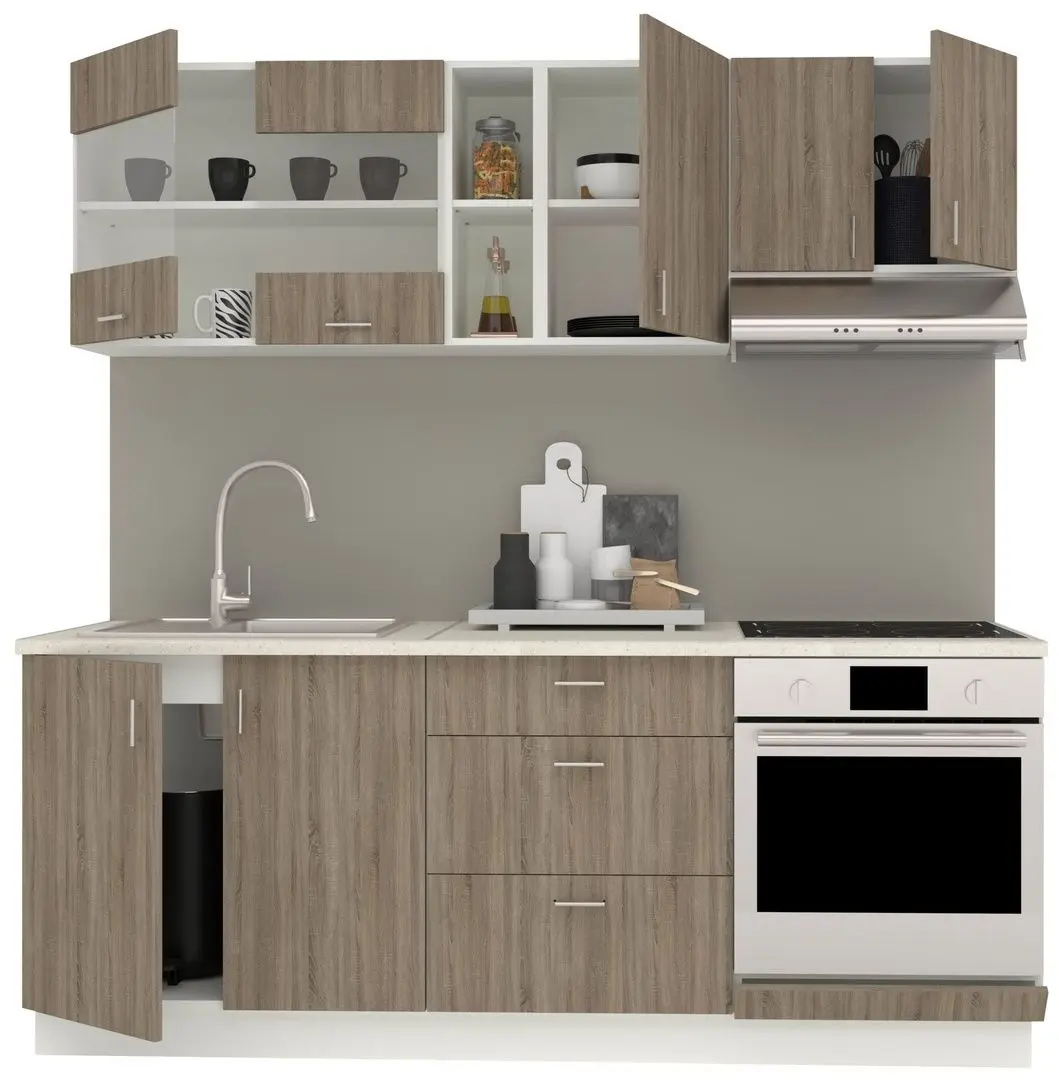 Bucatarie Haaus Karo V12 2m (Dark Sonoma Oak/White)