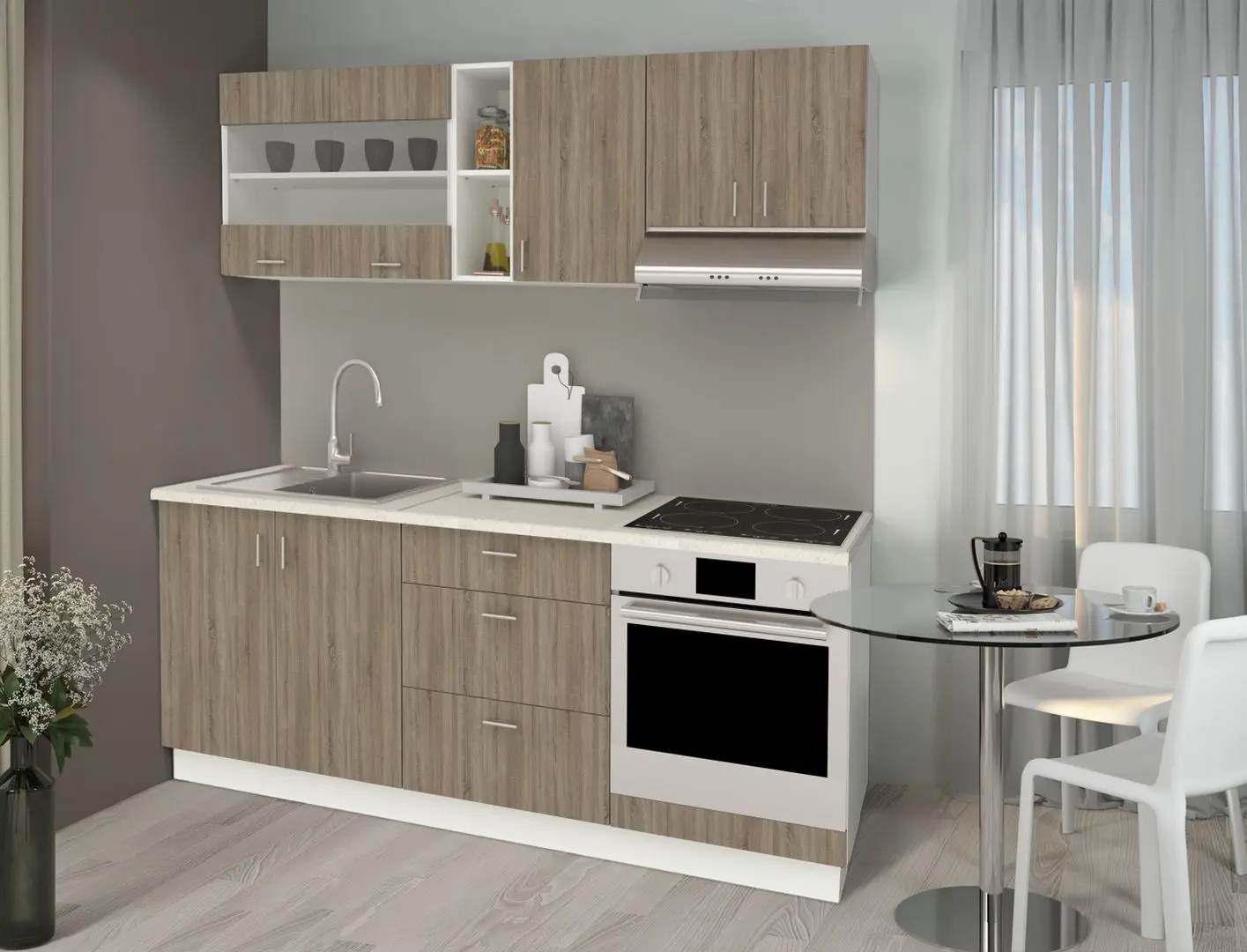 Bucatarie Haaus Karo V12 2m (Dark Sonoma Oak/White)