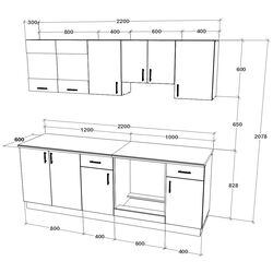 Bucatarie Haaus Karo V13 2.2m (Dark Sonoma Oak/White) Thumb