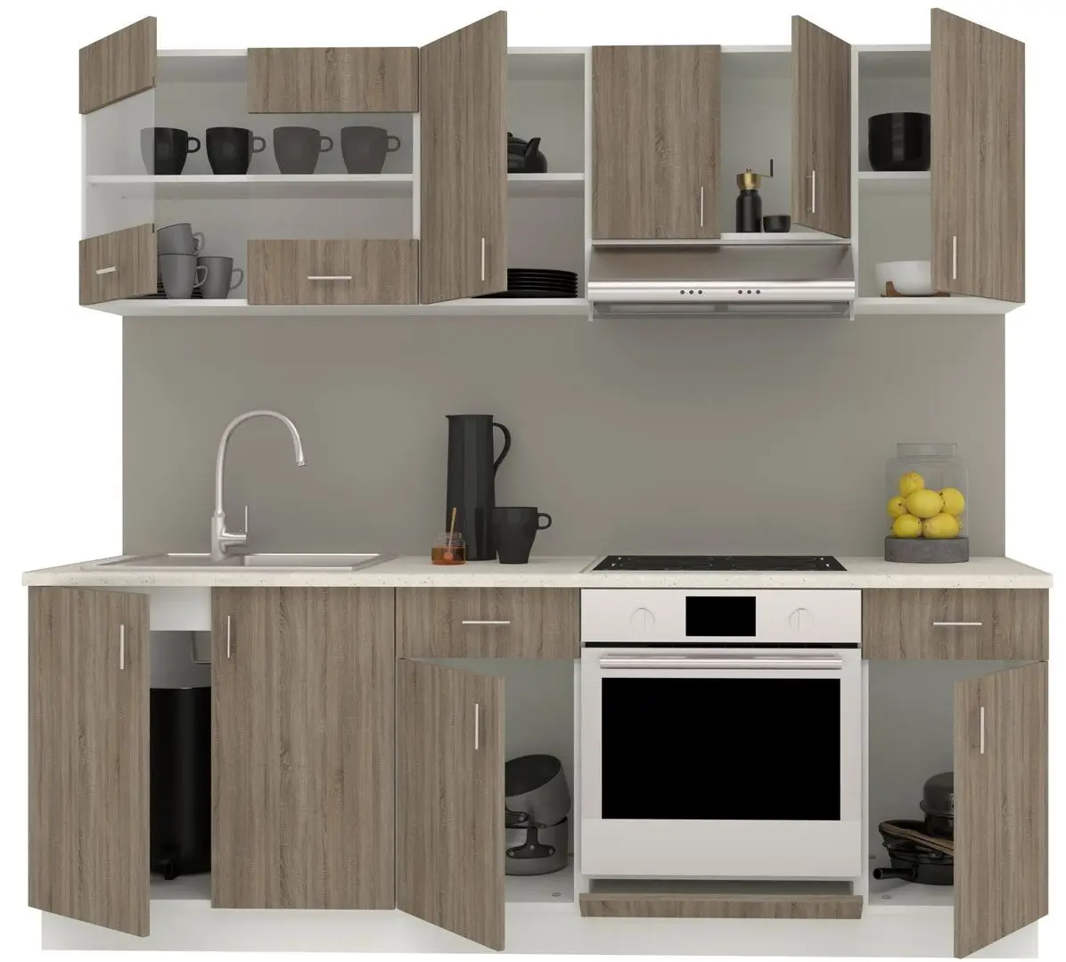 Bucatarie Haaus Karo V13 2.2m (Dark Sonoma Oak/White)