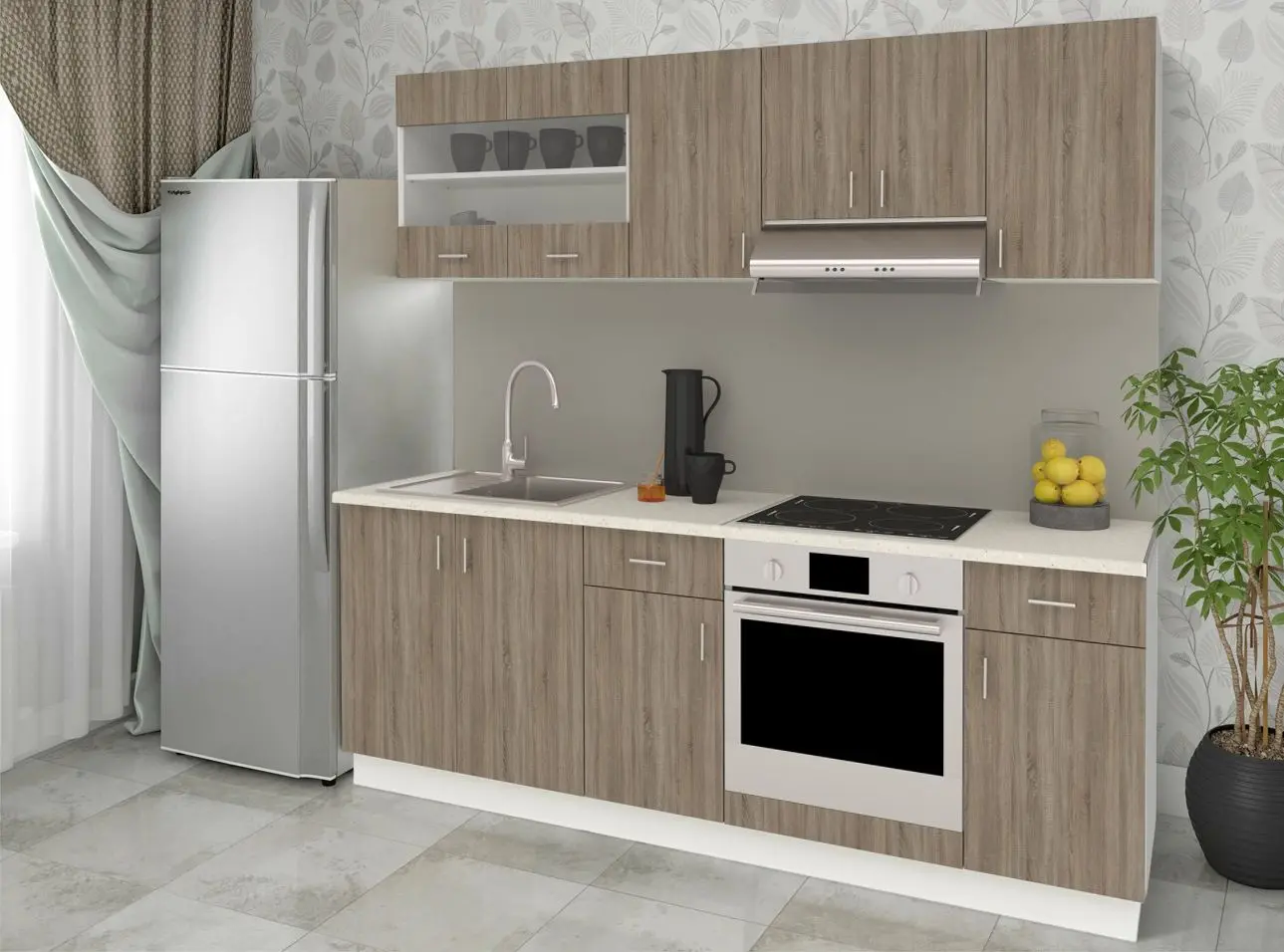 Bucatarie Haaus Karo V13 2.2m (Dark Sonoma Oak/White)