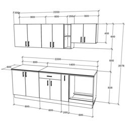 Bucatarie Haaus Karo V14 2.2m (Bronze Oak/White) Thumb