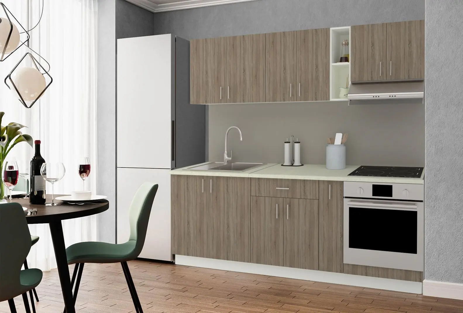Кухня Haaus Karo V14 2.2м (Dark Sonoma Oak/White)