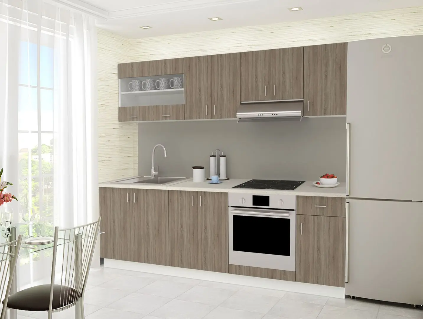 Bucatarie Haaus Karo V15 2.4m (Dark Sonoma Oak/White)