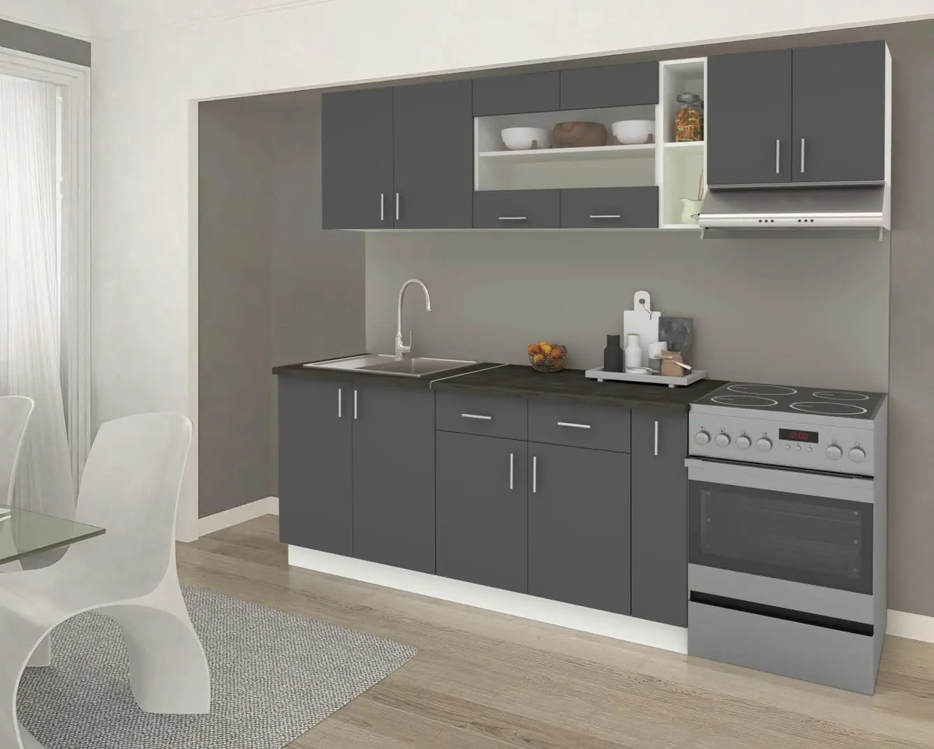 Bucatarie Haaus Karo V16 2.4m (Anthracite/White)