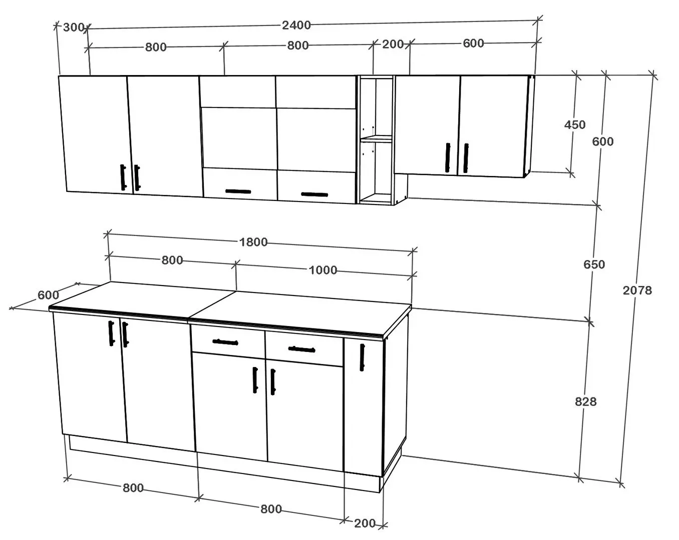 Bucatarie Haaus Karo V16 2.4m (Bronze Oak/White)