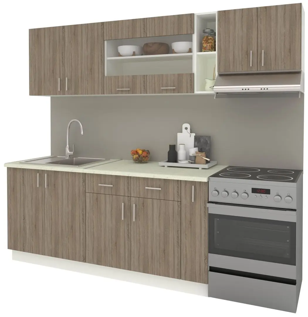 Bucatarie Haaus Karo V16 2.4m (Dark Sonoma Oak/White)