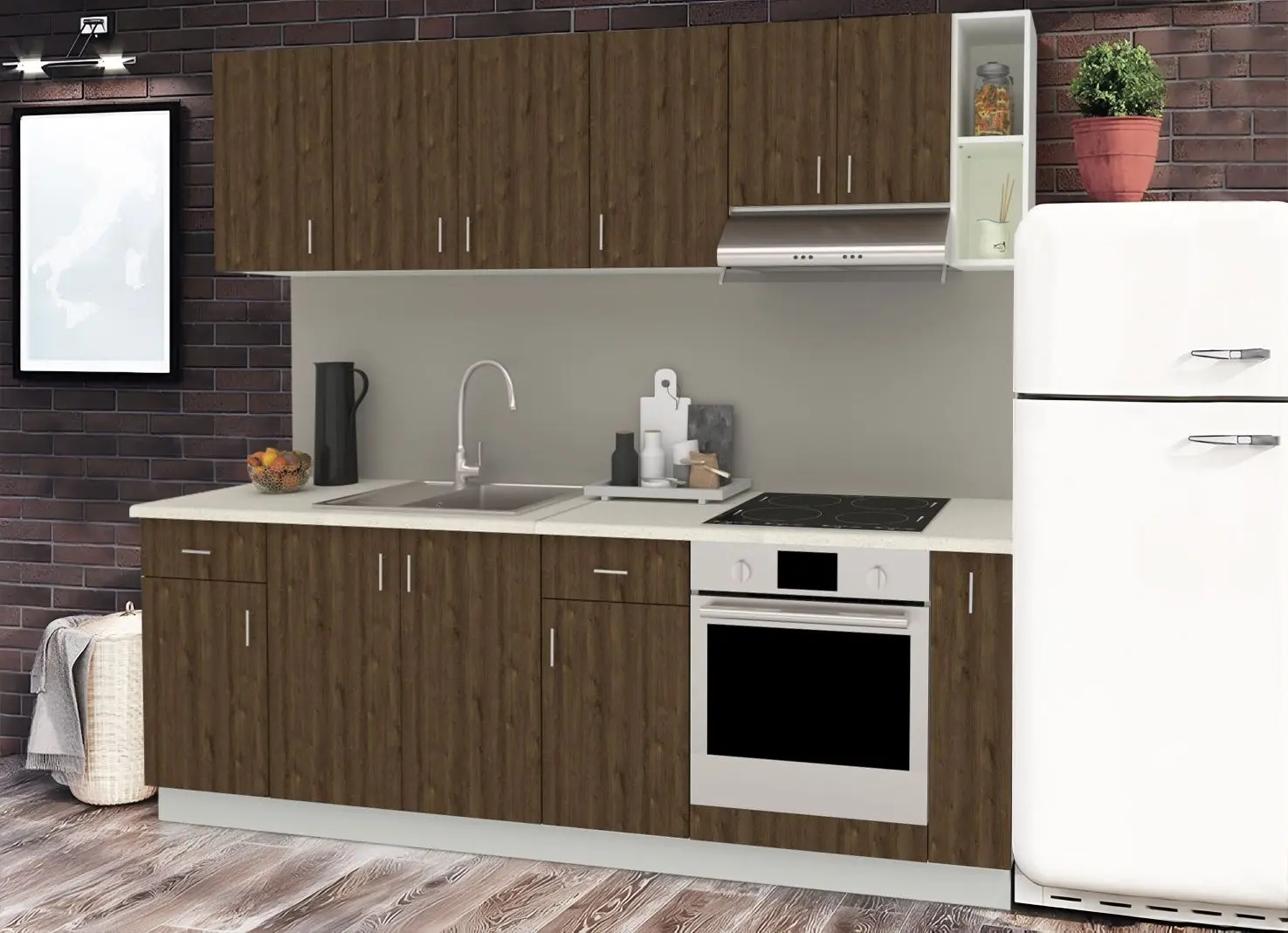 Bucatarie Haaus Karo V17 2.4m (Bronze Oak/White)