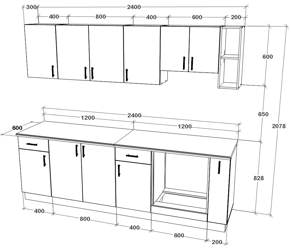 Bucatarie Haaus Karo V17 2.4m (Dark Sonoma Oak/White)